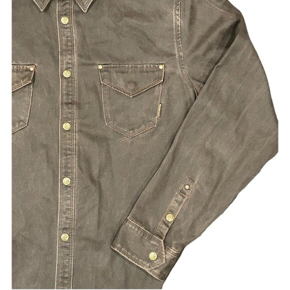 Legendary Whitetails Waxed Shirt Jacket Men's Size Large Brown Durable Snaps - Picture 4 of 13